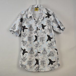 Lego The Batman Movie MiniFig Button Down Short Sleeve Polo Shirt Boy Size 10/12